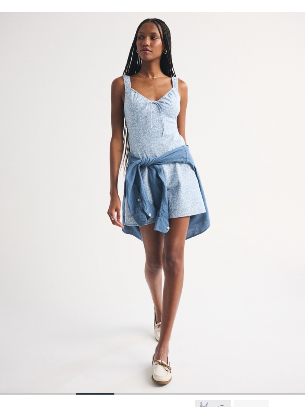 Bra-free tie front linen blend mini dress